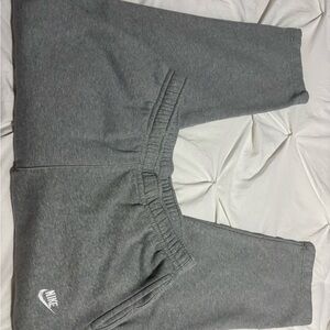 Nike Gray Wide Leg Fleece Joggers with White Swoosh